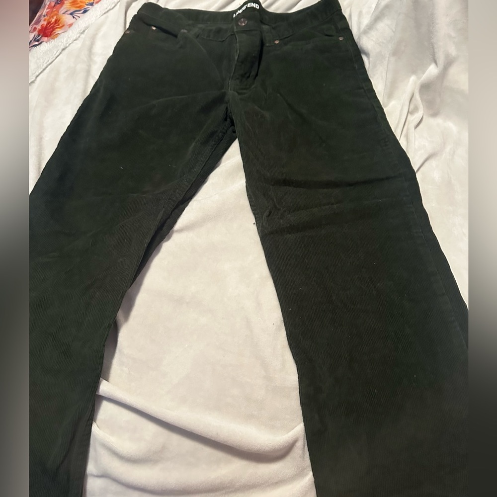 Boys Lands End 16Husky Olive Green Corduroy Pants